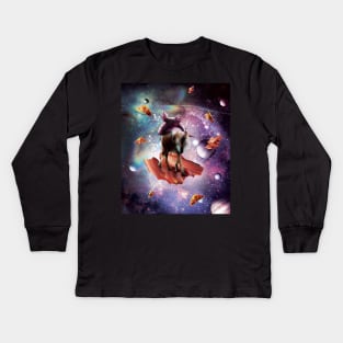 Space Sloth Riding Wolf Unicorn - Bacon & Taco Kids Long Sleeve T-Shirt